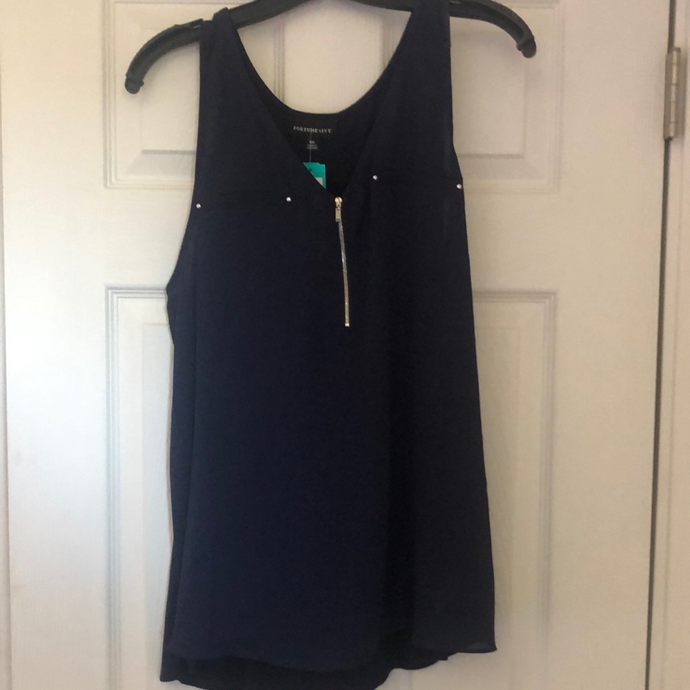 Fortune Ivy navy color tank with 3/4 zip
